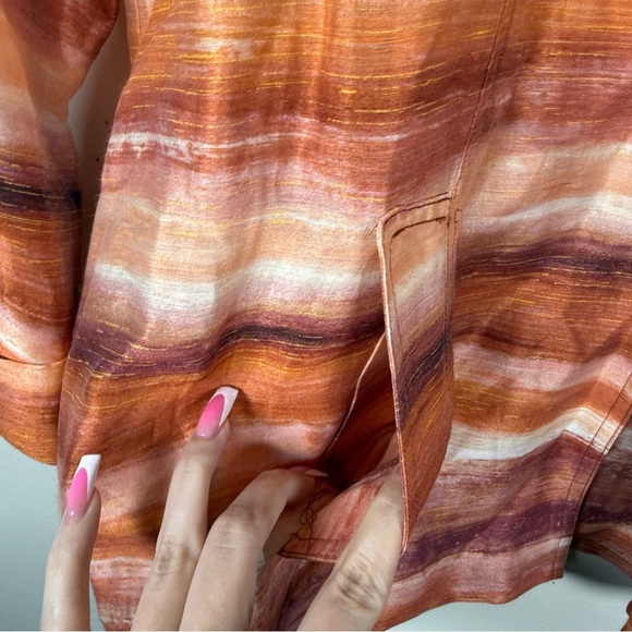 Chico's Linen Gold Stitch Sunset Hue Lightweight Cardigan Jacket Size L - Picture 4 of 8